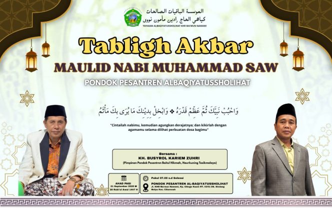 
					Maulid Akbar Pesantren Al Baqiyatussholat Cibarusah Akan Diselenggarakan Ahad 21 September 2025
